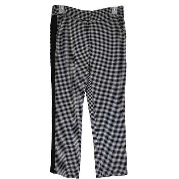 Veronica Beard Womens Gemini black and white plaid Tuxedo stripe pants size 4 - Picture 1 of 6